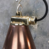 copper vintage industrial ceiling pendant light, conical shaped.