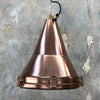 copper vintage industrial ceiling pendant light, conical shaped.