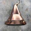 copper vintage industrial ceiling pendant light, conical shaped.