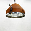 An industrial aluminium rusted ceiling light with glass cover by VEB of Germany manufactured mid century. Professionally restored by hand in UK by Loomlight to modern lighting standards for contemporary interiors. The rust is applied using our tailored rusting technique using iron powder and an accelerated oxidization process.