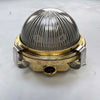 Vintage industrial Small Brass Circular Holophane Wall Light