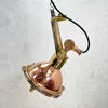 Shop our Vintage Copper Ceiling Light with brass wing nuts and brass tilting hanging arm. A reclaimed vintage light taken off decommissioned cargo ships and restored for modern interiors. An authentic vintage industrial pendant light ideal for a kitchen or dining room.