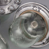 a vintage industrial pendant ceiling light which comprises an aluminium body and glass dome which protects the lamp holder. Reclaimed from a bulgarian factory dating 1960-1970