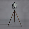 Hungarian Military Searchlight Floor Lamp on Wooden Tripod