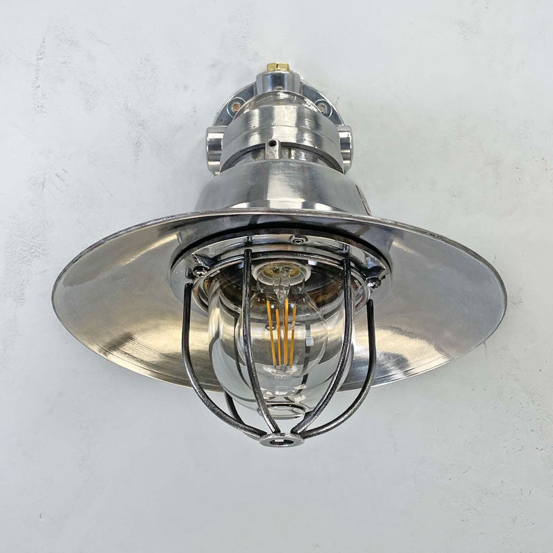 Explosion proof wall sconce in aluminium manufactured by DTS an Italian company. Reclaimed lighting restored and suitable for outdoor use.