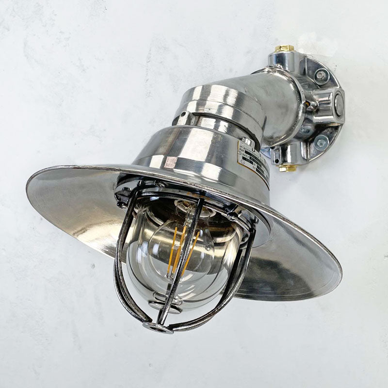 Explosion proof wall sconce in aluminium manufactured by DTS an Italian company. Reclaimed lighting restored and suitable for outdoor use.