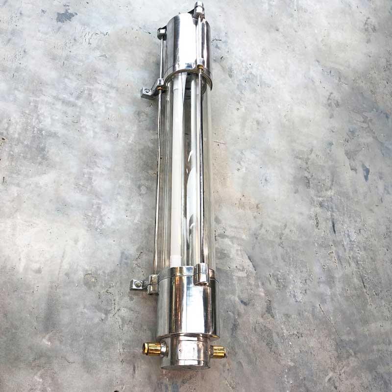 Browse our industrial strip lighting collection for this aluminium flameproof strip light for the wall. Reclaimed and restored by Loomlight who have fitted it with T8 LED tubes. This wall mounted tube light is 2ft in length