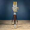 Vintage Japanese 20x120 binoculars with illumination controls on hardwood and aluminium tripod professionally restored for sale