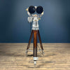 Vintage Japanese 20x120 binoculars with illumination controls on hardwood and aluminium tripod professionally restored for sale