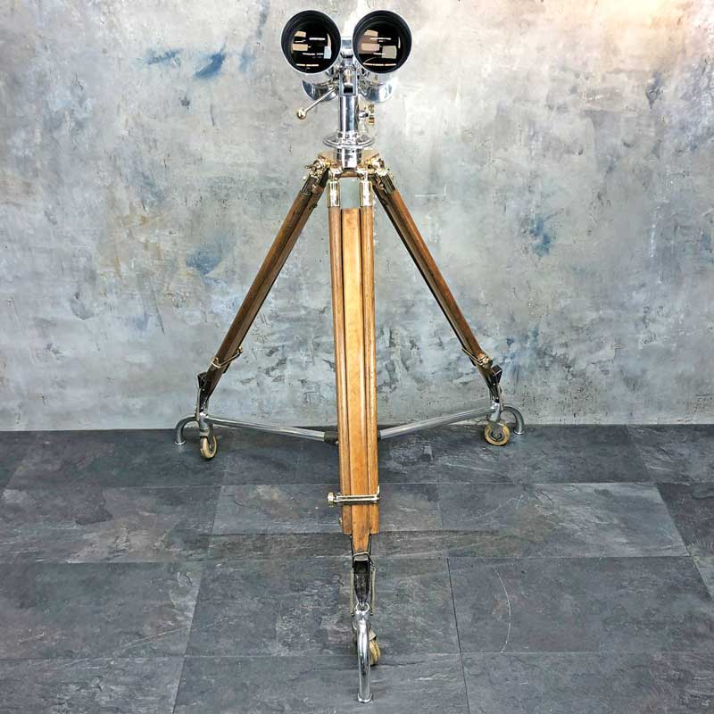 large vintage Fuji Meibo binoculars. Marine binoculars made in 1940's paired with a wooden tripod, restored and in full working order with free worldwide shipping. With 15x80 magnification these Fuji Meibo binoculars are beautiful item.
