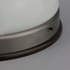 Details of the frosted opaline vintage flush mount light by Skinflint