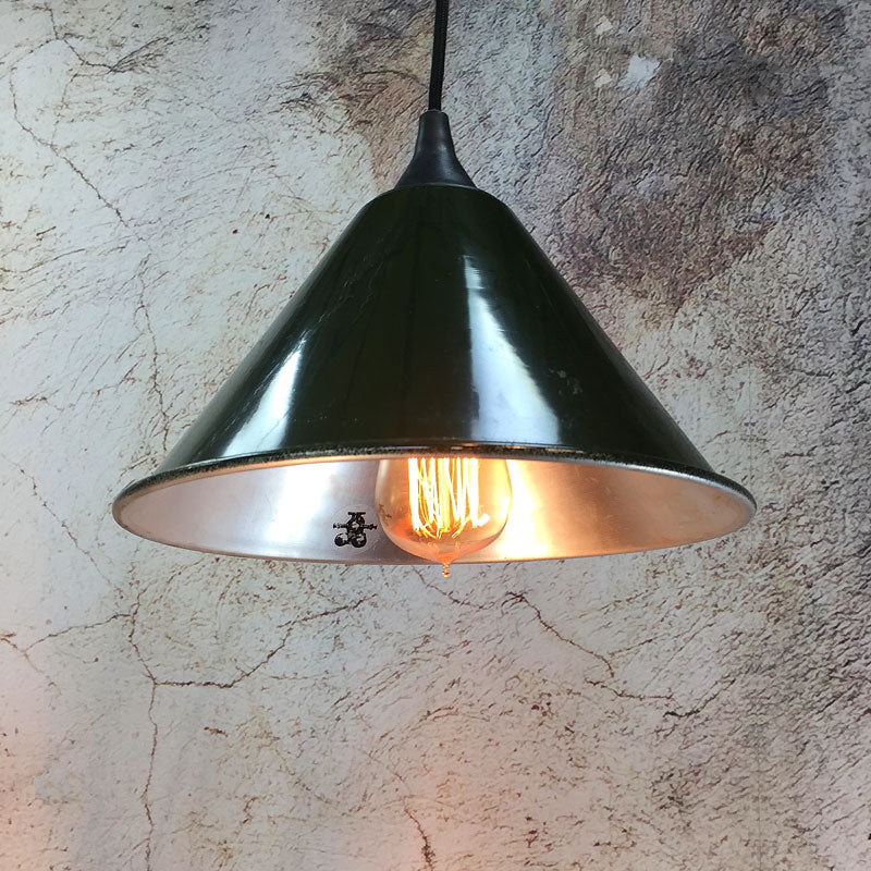 Rustic green ceiling light. Small Industrial style light 