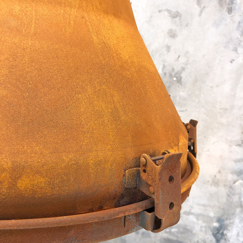 Rusty ceiling light by Loomlight. reclaimed and restored. a bespoke hand applied rust finished has been applied