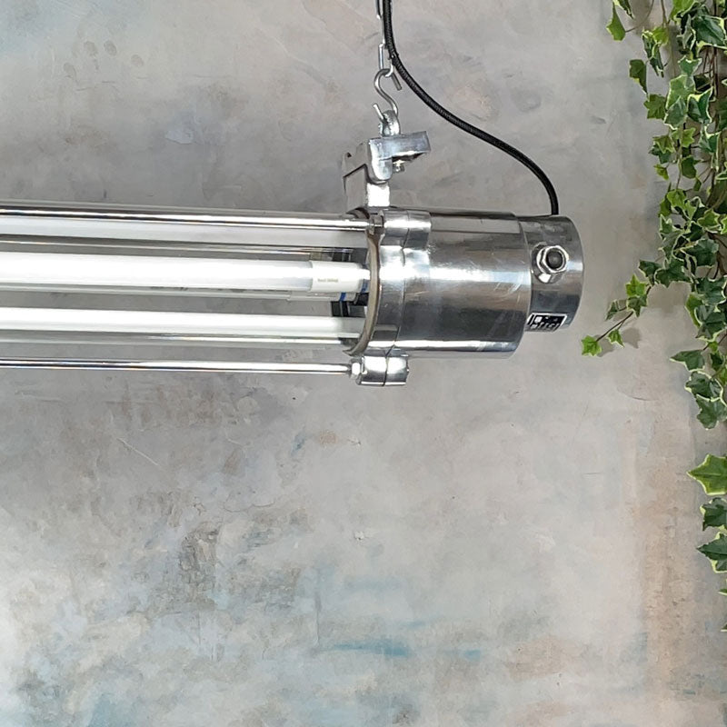 Shop our Vintage ceiling striplight ideal for vintage industrial interiors. It is an old tube light fitted with LED T8 Tubes made by Aqua Signal refurbished by Loomlight. 
