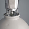 a vintage industrial white pendant light by Thorlux with a sturdy aluminium housing and white enamel dome shade at 460mm diameter. 