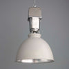 a vintage industrial white pendant light by Thorlux with a sturdy aluminium housing and white enamel dome shade at 460mm diameter. 