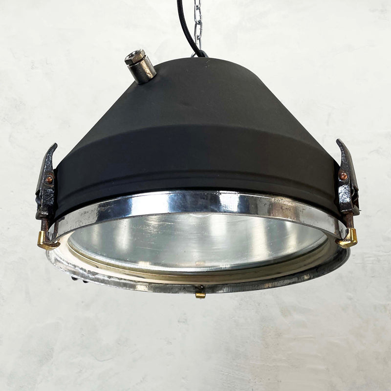 Matt black vintage industrial ceiling light made out of solid steel