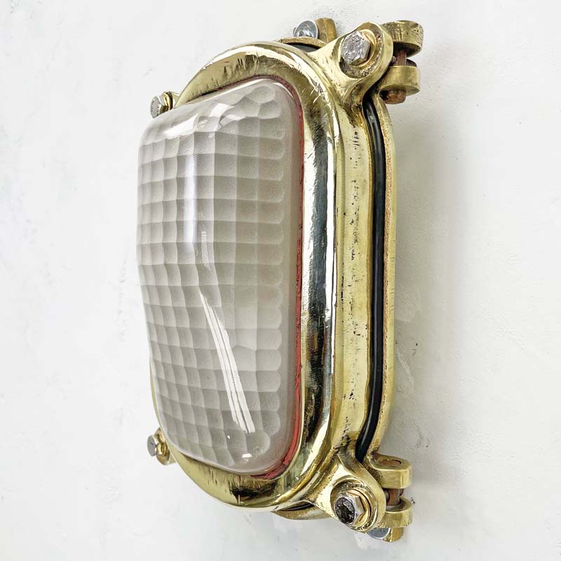 Shop our brass vintage wall sconce with frosted glass. A vintage industrial wall light with decorative glass suitable for outdoor or indoor use. Worldwide shipping