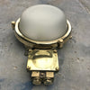 Large outdoor brass wall light with frosted glass