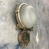 Large outdoor brass wall light with frosted glass