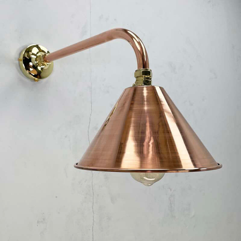 Shop our copper industrial wall light, crafted by British restoration specialists, Loomlight. International delivery available. Bespoke LED Lighting options available.