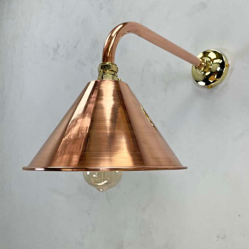 Shop our copper industrial wall light, crafted by British restoration specialists, Loomlight. International delivery available. Bespoke LED Lighting options available.