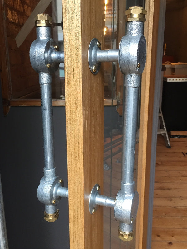 Industrial style galvanised long door handle