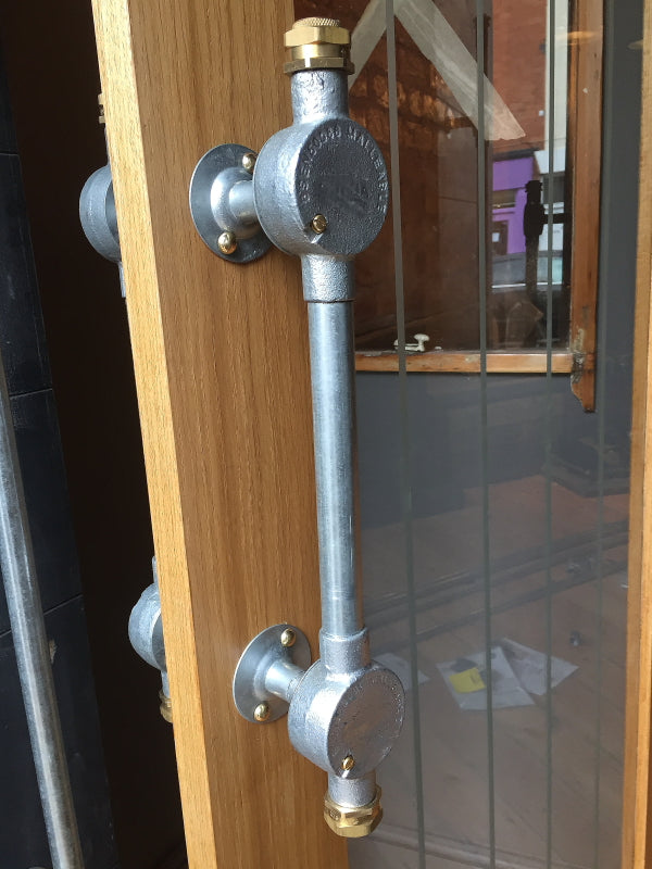 Industrial style galvanised long door handle