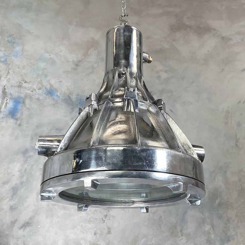 Shop our large industrial pendant light which is a vintage lighting fixture made from aluminium. Vintage industrial pendant lighting great for kitchens.