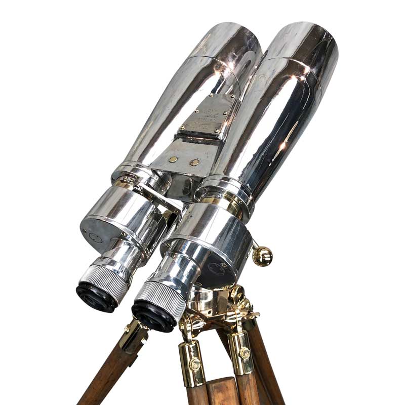 Japanese Fuji Meibo Observation Binoculars 15 x 80 on tripod - 4 degree field of view mounted.