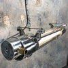 A vintage industrial aluminium flameproof ceiling strip light fitted with T8 LED tubes. 