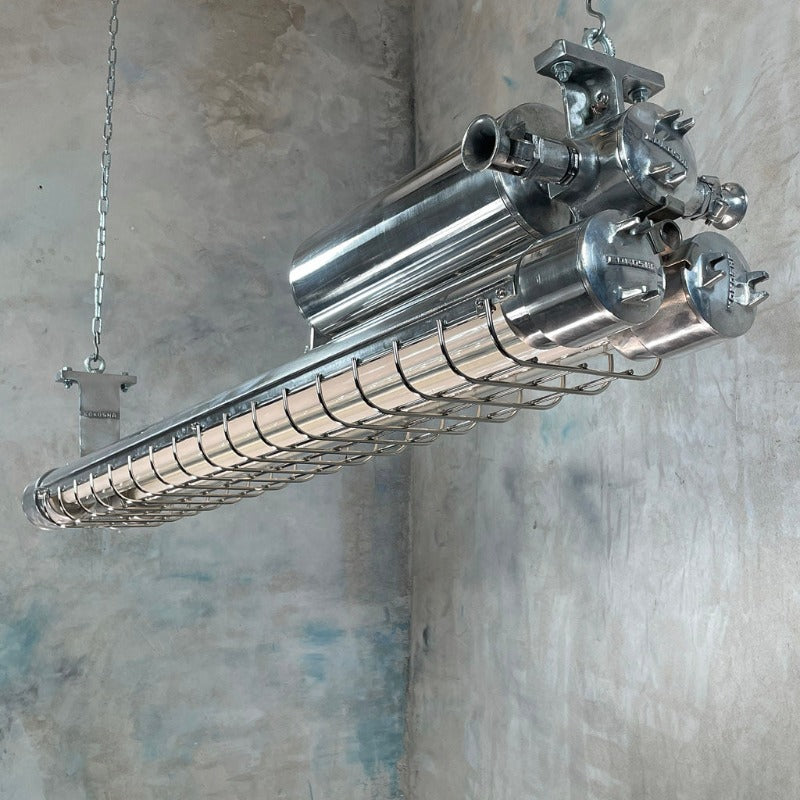 Caged industrial strip light hotsell