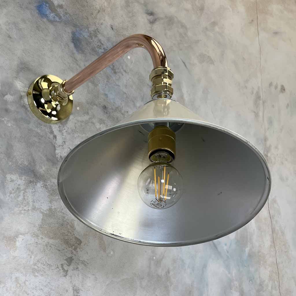 Vintage Industrial Ivory & copper cantilever wall Light