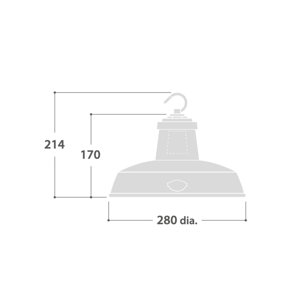 Dimensions for the Heritage Style Minor Ceiling Light by Thorlux