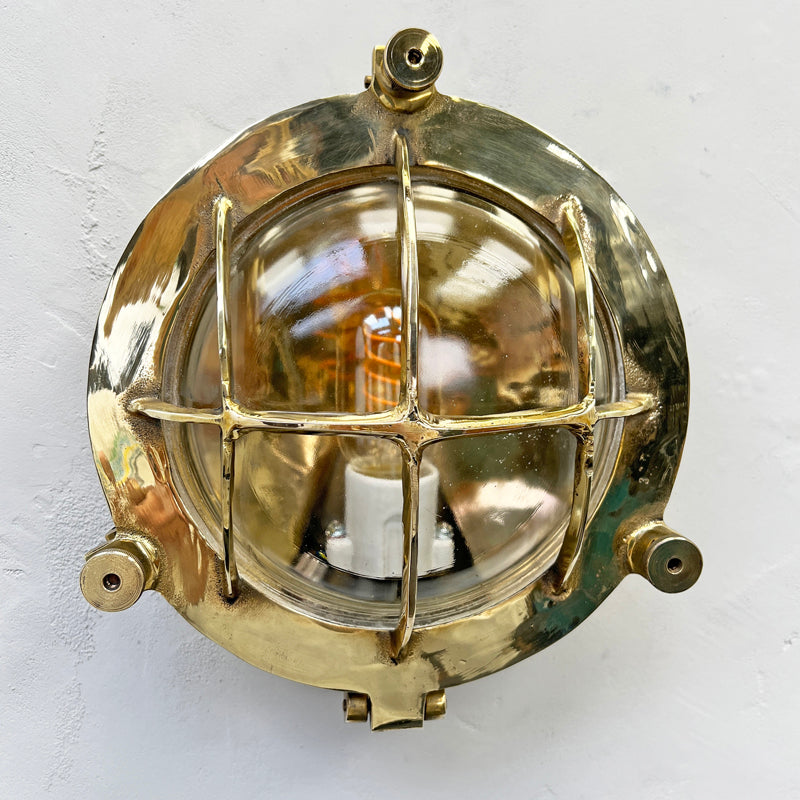 Vintage Brass Bulkhead Light | Nautical Reclaimed Light